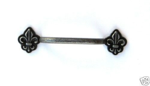 FLEUR DE LIS DRAWER / CABINET PULL HANDLE PEWTER  