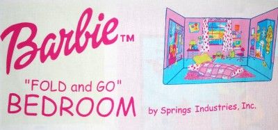 BARBIE Doll Fold and Go BEDROOM Printed Fabric Pattern  