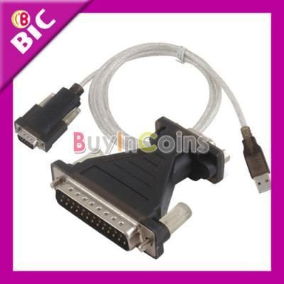 New Generic USB 2.0 to 9/25 Pin Serial RS232 Cable with DB9/DB25 