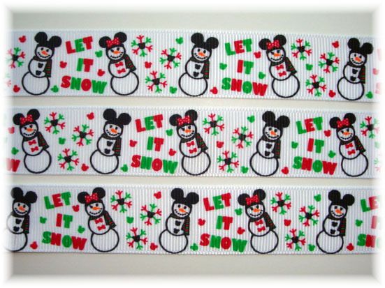 OH MY SNOW MINNIE MICKEY CHRISTMAS GROSGRAIN RIBBON  