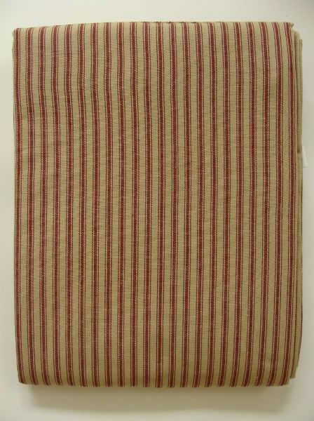 Primitive Country Barn Red & Tan Ticking Shower Curtain  