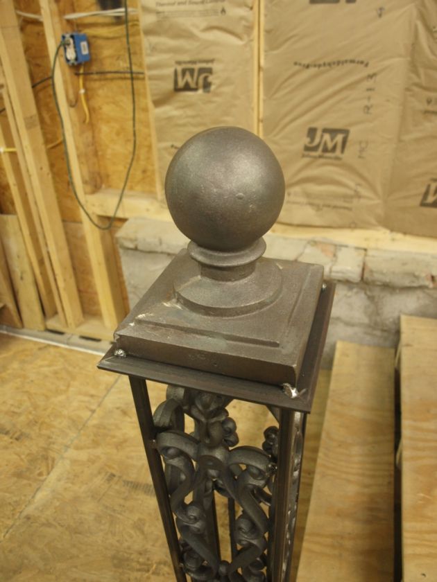 Iron Newel Post Stair Railing Square Ornate GARDEN ARCHITECTURAL CAST 