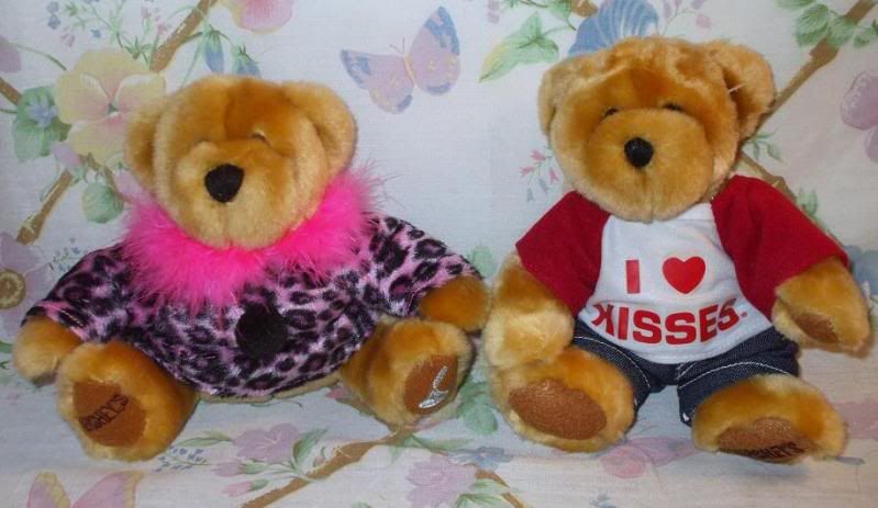 HERSHEYS PLUSH BOY & GIRL BEAR LEOPARD & I LOVE KISSES  