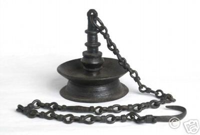 Stunning antique iron Temple oil Lamp from South India 19th century 
