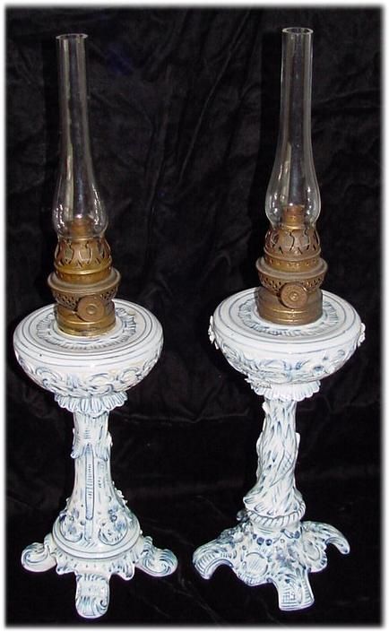 ANTIQUE PORCELAIN OIL LAMPS