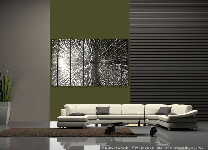 Large Modern Abstract Silver Metal Wall Art Office Decor Sculpture 