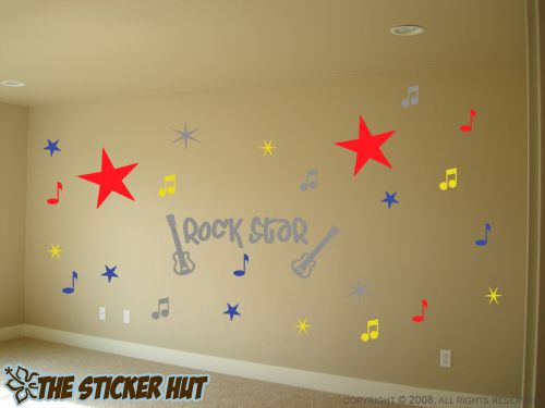 Rock Star Guitar Mega Room Kit Wall Stickers Decals 345  