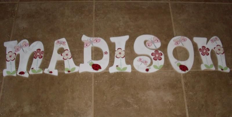 NEW CUSTOM NURSERY WOODEN WALL LETTERS W/ LADYBUG GGBT  