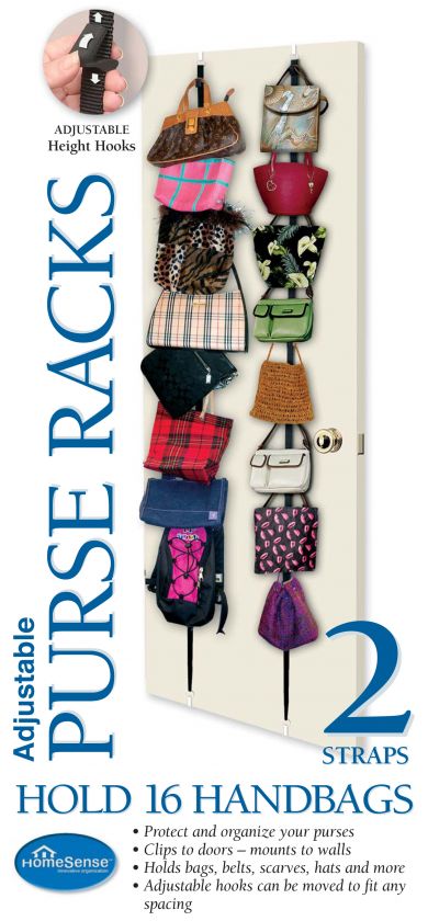 16 Purse Adjustable HandBag Door / Wall Storage Rack  