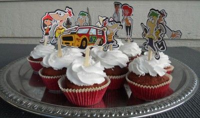 Phineas and Ferb Cupcake Cake Toppers Birthday Party decor  