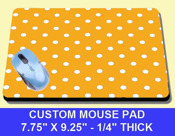 ORANGE AND WHITE POLKA DOT CUTE MOUSE PAD NEW COOL FUN  