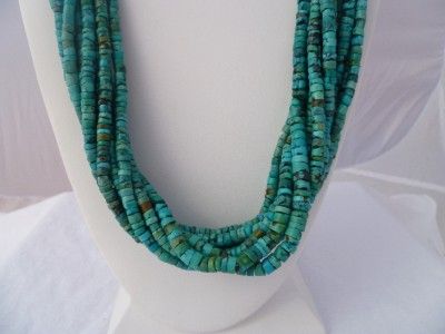 Native American Santo Domingo 37 Heishi Cut Turquoise Ten Strand 