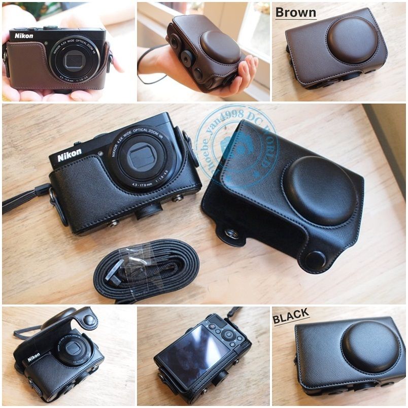 Leather Case Bag For Nikon CoolPix P300 Camera BLACK  