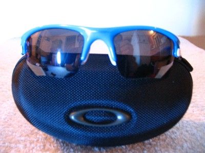 New Oakley Fast Jacket XL Sky Blue W/ Black Iridium and Clear OO9156 