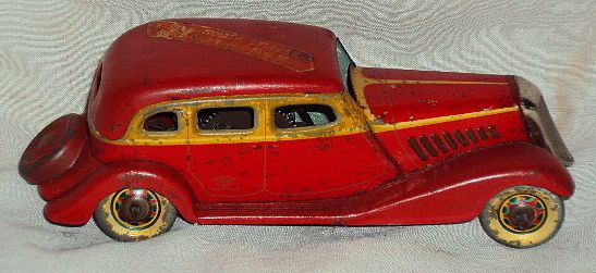 VINTAGE PRE WAR WINDING TIN PLATE TOY CAR KOSUGE ( C. K ) CIRCA 1939 