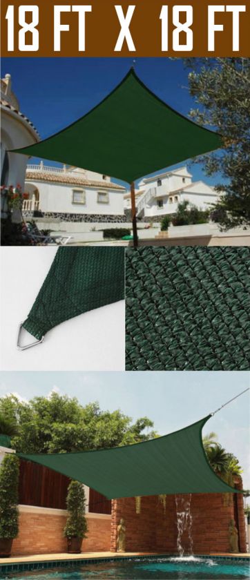 18 Square Heavy Duty Sun Shade Sail New Green Canopy  