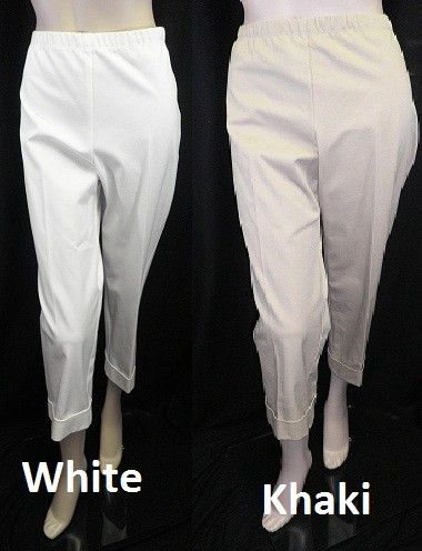 New Karen Kane White Khaki Capri Pants Lifestyle Cuff Pant Size 16 