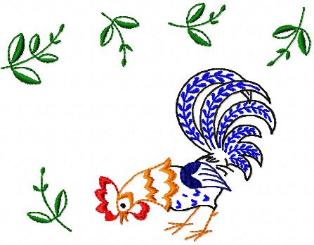 Rooster Parade machine embroidery designs set 5x7 hoop  