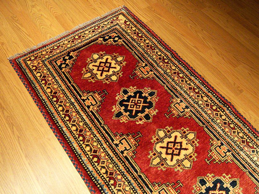 7x11 Beautiful Handmade Veggie Dye Wool Kazak Runner  