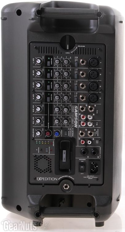 Portable PA System with Two 150 watt Speakers, 8 channel Powered Mixer 