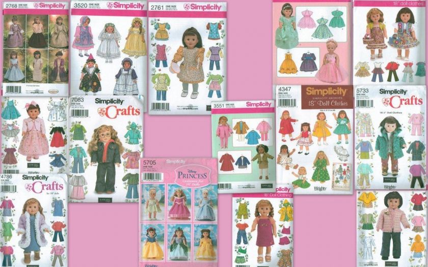 Simplicity American Girl 18 Doll Clothes Sew Pattern  