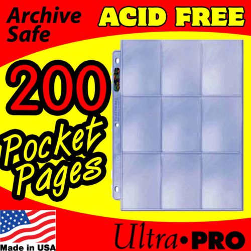 200 ULTRA PRO PREMIUM SILVER 9 CARD POCKET PAGES SHEETS  