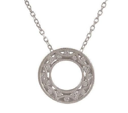   Epiphany Sterling Silver Diamonique Crescent Circle Pendant   