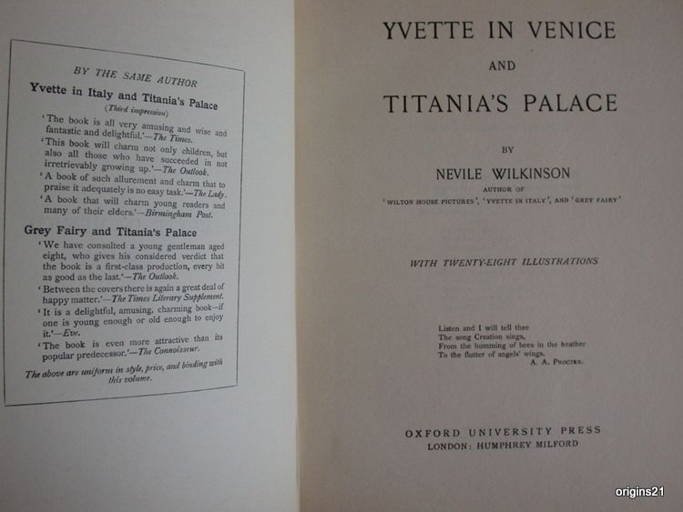 Signed Titanias palace YVETTE IN VENICE Wilkinson Illu  