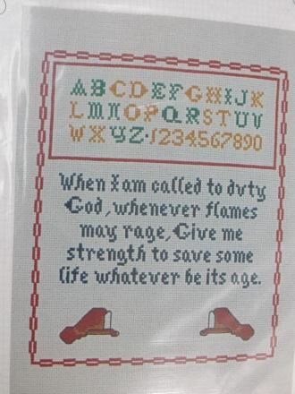 By Art Ventures  Joan Lanning design   Firefighters Prayer Sampler 