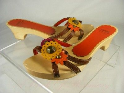 Moschino Wood Flower Slide Platform Heels Sandal Shoes EU Size 40 