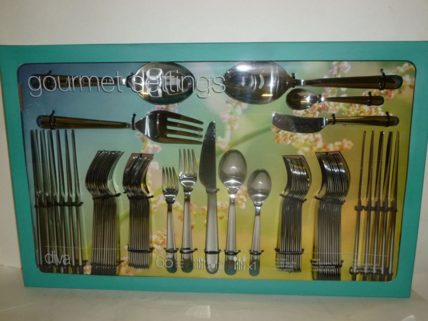 NEW Gourmet Settings Diva 65 PC 18/0 Stainless Steel Flatware  