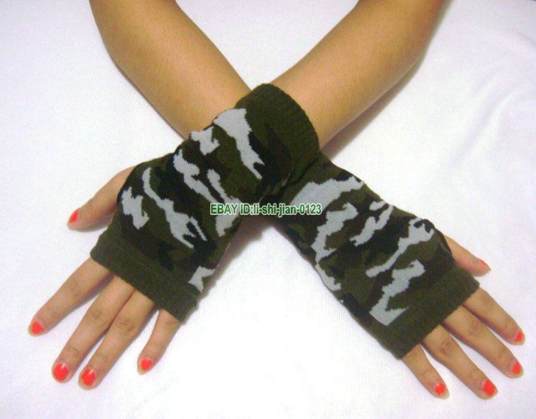 camouflage WARMER KNIT ARM FINGERLESS SHORT GLOVE  