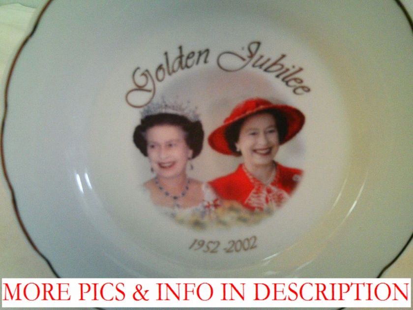 Tea Plate White w Golden Jubilee Queen Elizabeth II  