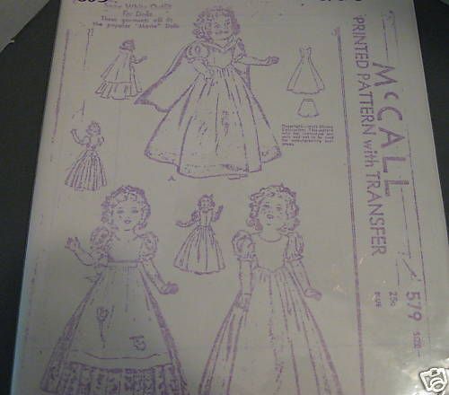MCCALL DOLL PATTERN #579 SHIRLEY TEMPLE TYPE #P252  