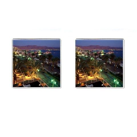 Israeli Coastline at Dusk Israel Square Cufflinks Unique Accessories 