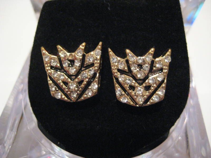 NEW TRANSFORMERS DECEPTICON AUTOBOTS GOLD EARRINGS SET  