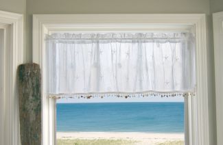 Heritage Lace Sand Shell Valance W/Trim 45 x 15 Ecru/White  