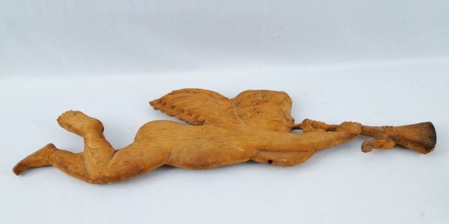   Folk Art Carved Pine Wood Arch Angel Gabriel Weathervane  