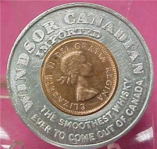 ENCASED CANDIAN PENNY 1964 WINDSOR CA. WHISKEY 8087C  