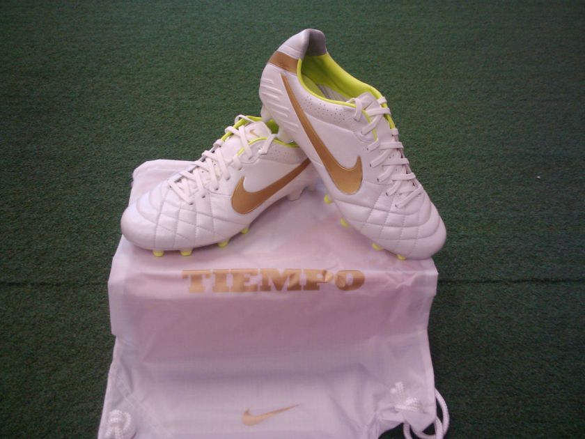 Nike Tiempo Legend IV 4 FG White/Gold New Soccer Cleat Authentic 