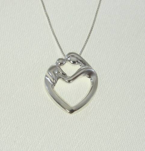 Heart Mother Child Steling Silver 925 Charm and Chain  